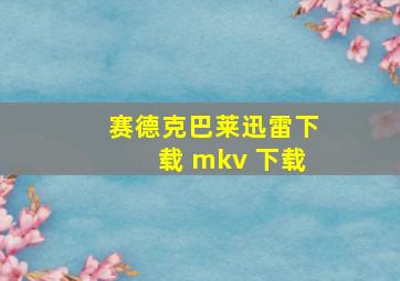 赛德克巴莱迅雷下载 mkv 下载